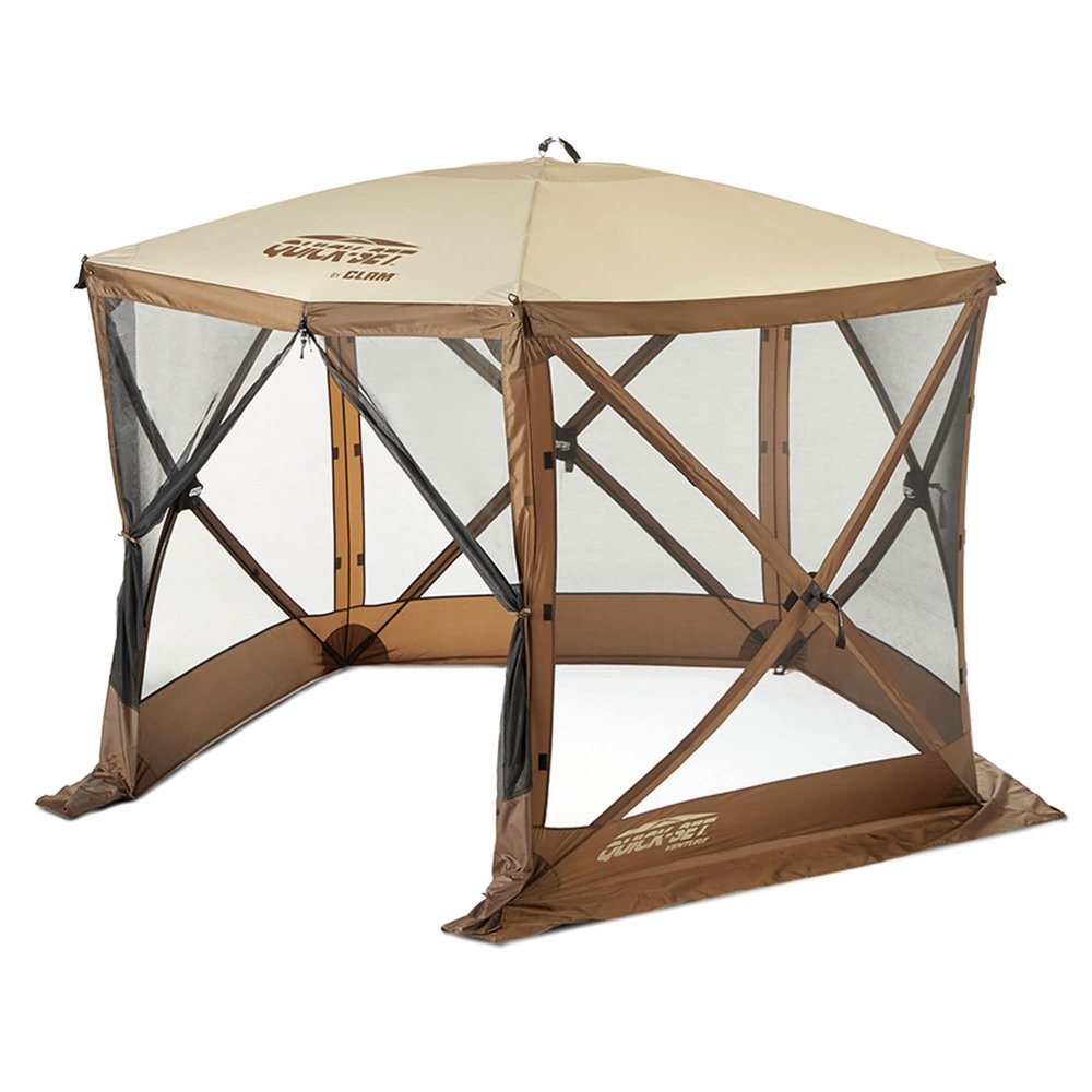 CLAM Quick-Set Pop Up Screen Tent, Venture, 9 x 9 ft, Instant Setup Brown Portable Outdoor Gazebo Canopy Shelter, Compact Bug-Free Camping Tent for Backyard, Beach, Tailgating - Brown