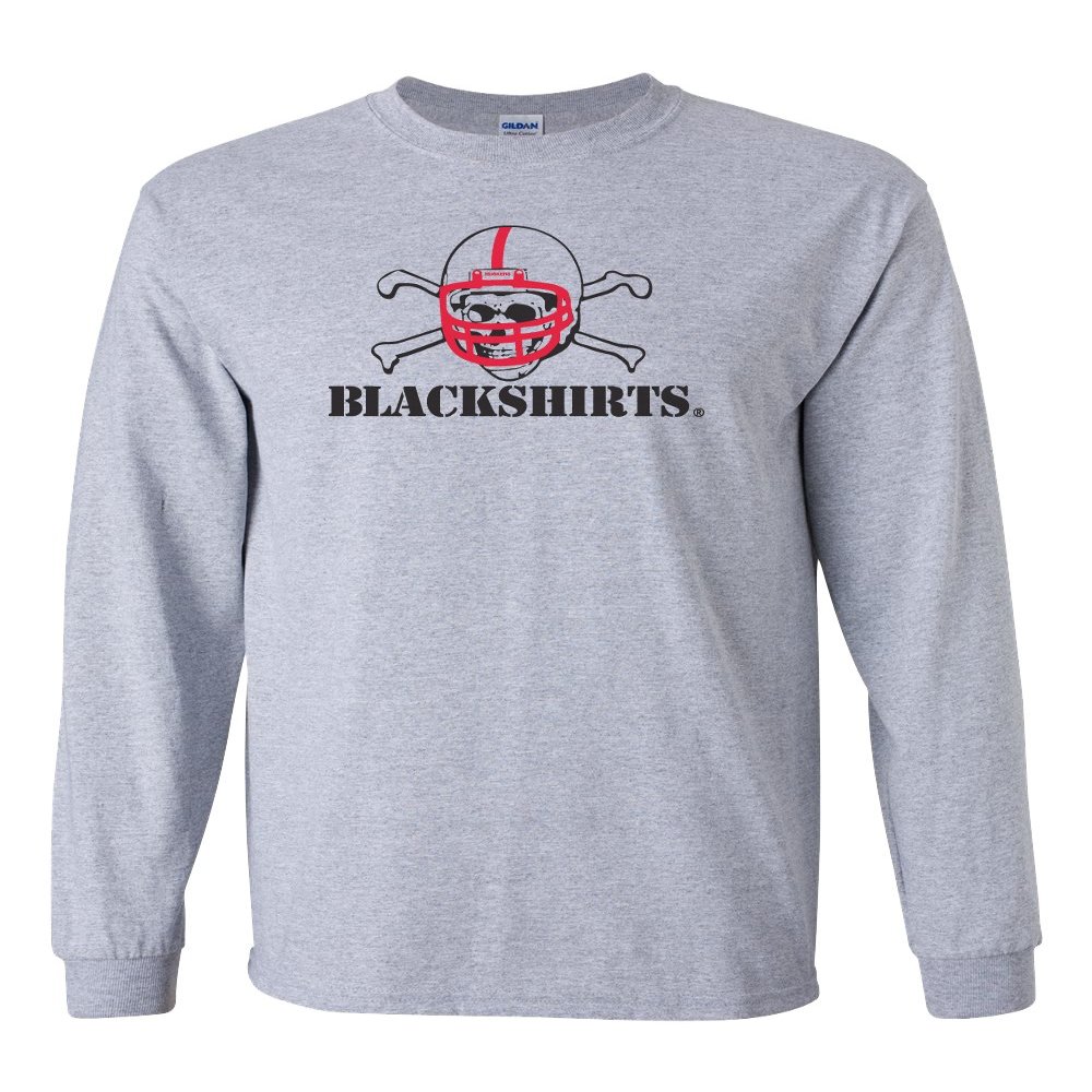 CornBorn Nebraska Shirt - Long Sleeve Blackshirts Logo - Gray - XL