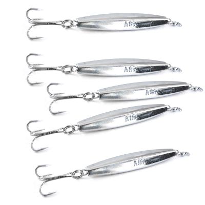 5pcs Fish WOW! 8oz Diamond Jigs Chrome Silver jig with a Treble Hook