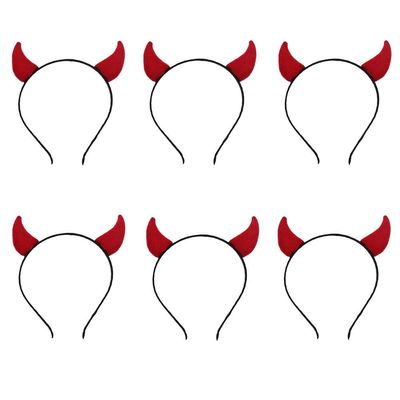 ANDES 6PCS Devil Horns Headband,Red Devil Horns Devil Costume for Women Men Girls, bull horn headband,Halloween Fancy Dress Cosplay Hairband