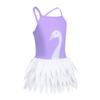 Agoky Girls' Swan Ruffle Skirted Ballet Style Swimsuit One Piece Bathing Suit Lavender 2-3 view 2