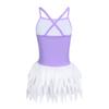 Agoky Girls' Swan Ruffle Skirted Ballet Style Swimsuit One Piece Bathing Suit Lavender 2-3 view 3