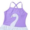 Agoky Girls' Swan Ruffle Skirted Ballet Style Swimsuit One Piece Bathing Suit Lavender 2-3 view 4