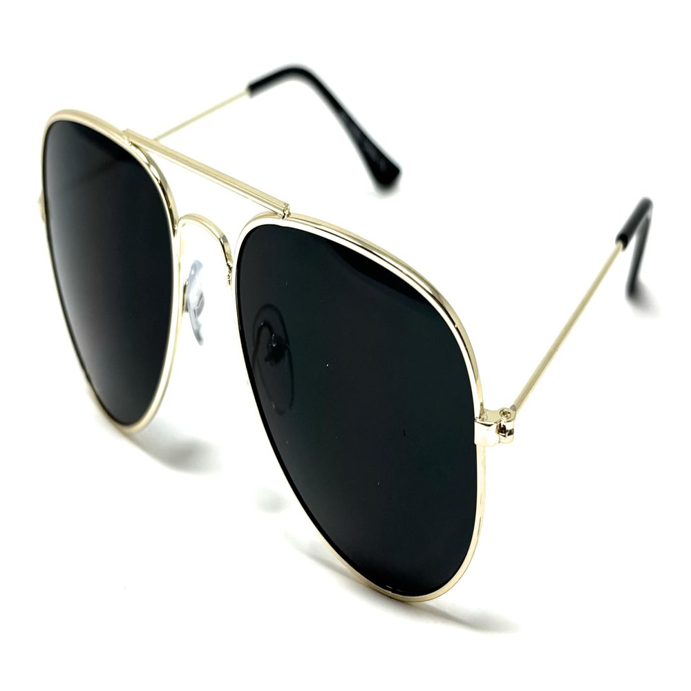 My Shades - Little Children's Kids Classic Retro Aviator Sunglasses Metal Frame Ages 2 to 5 (Gold, Smoke)