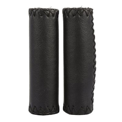 Bicycle Comfort Grips Bar Ends Leather Black,2 Pair Mountain Bike Handlebar Grips Brown Vintage Retro Artificial Leather Handle Grips for Cycling Road Mountain Bike ycle Nonslip(Black)