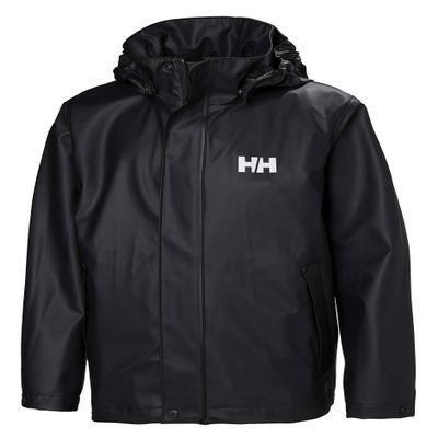 Helly-Hansen Junior Moss Jacket - Unisex Coat with HELOX, YKK Zipper, Detachable Hood, Adjustable Cuffs & Hem, Hand Pockets, 990 Black - 16