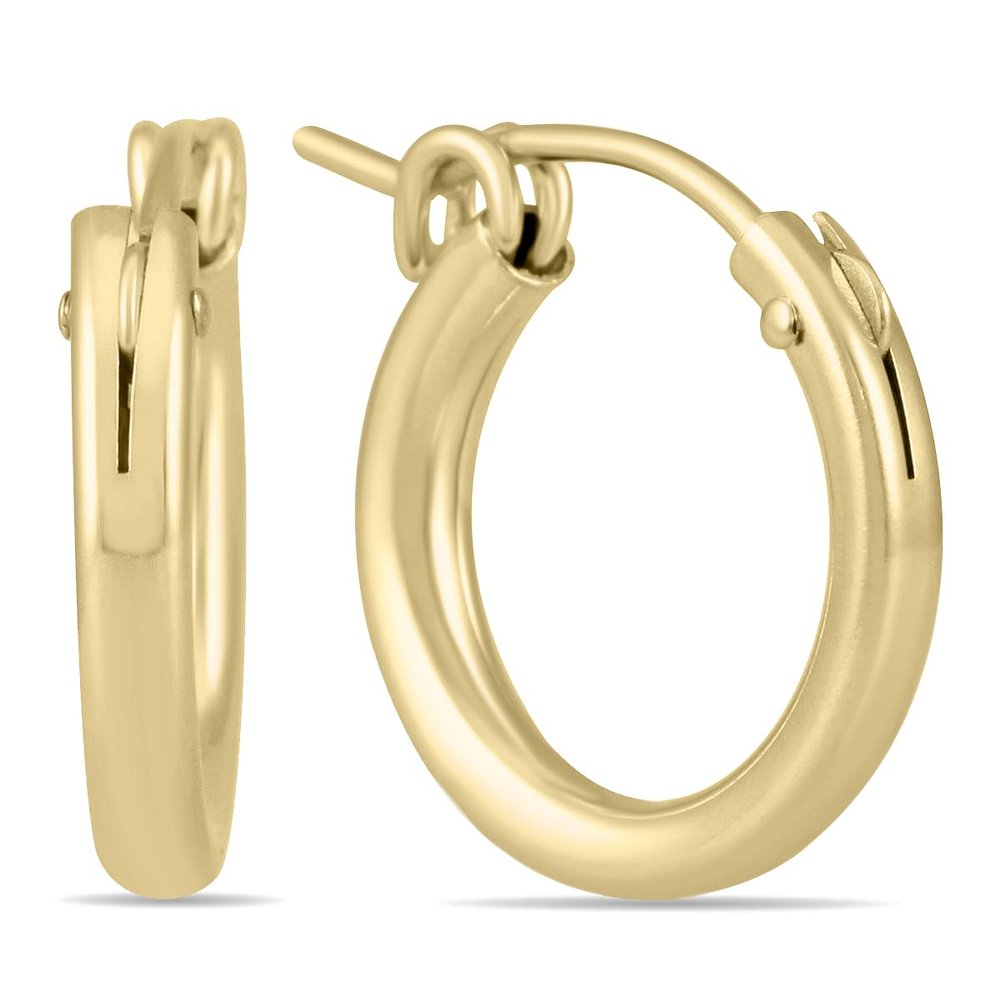 14K Yellow Gold Filled Hoop Earrings (12mm) - Size: