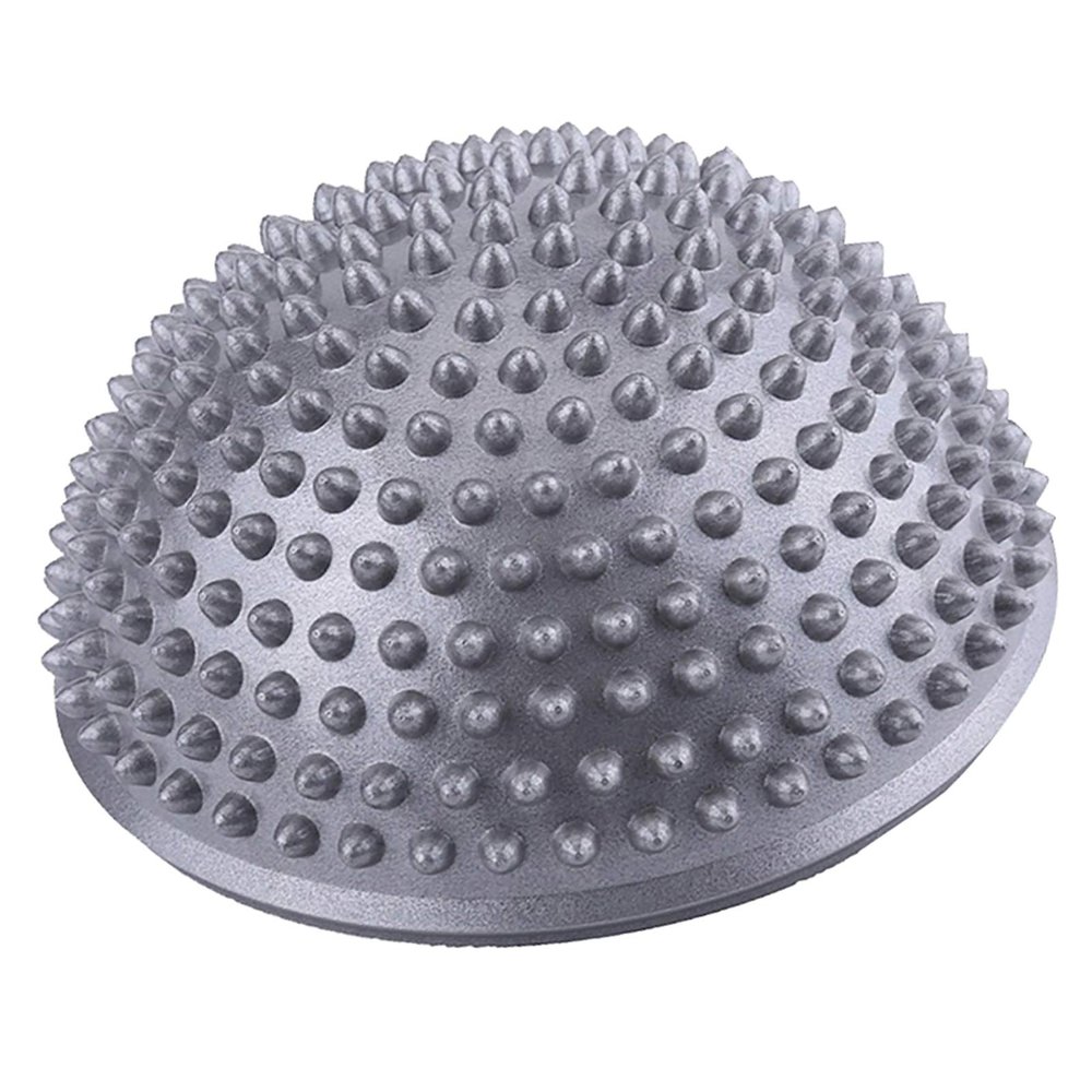 Dioche PVC Inflatable Half Yoga Balls, Massage Point Exercises Trainer Fitness (Silver)