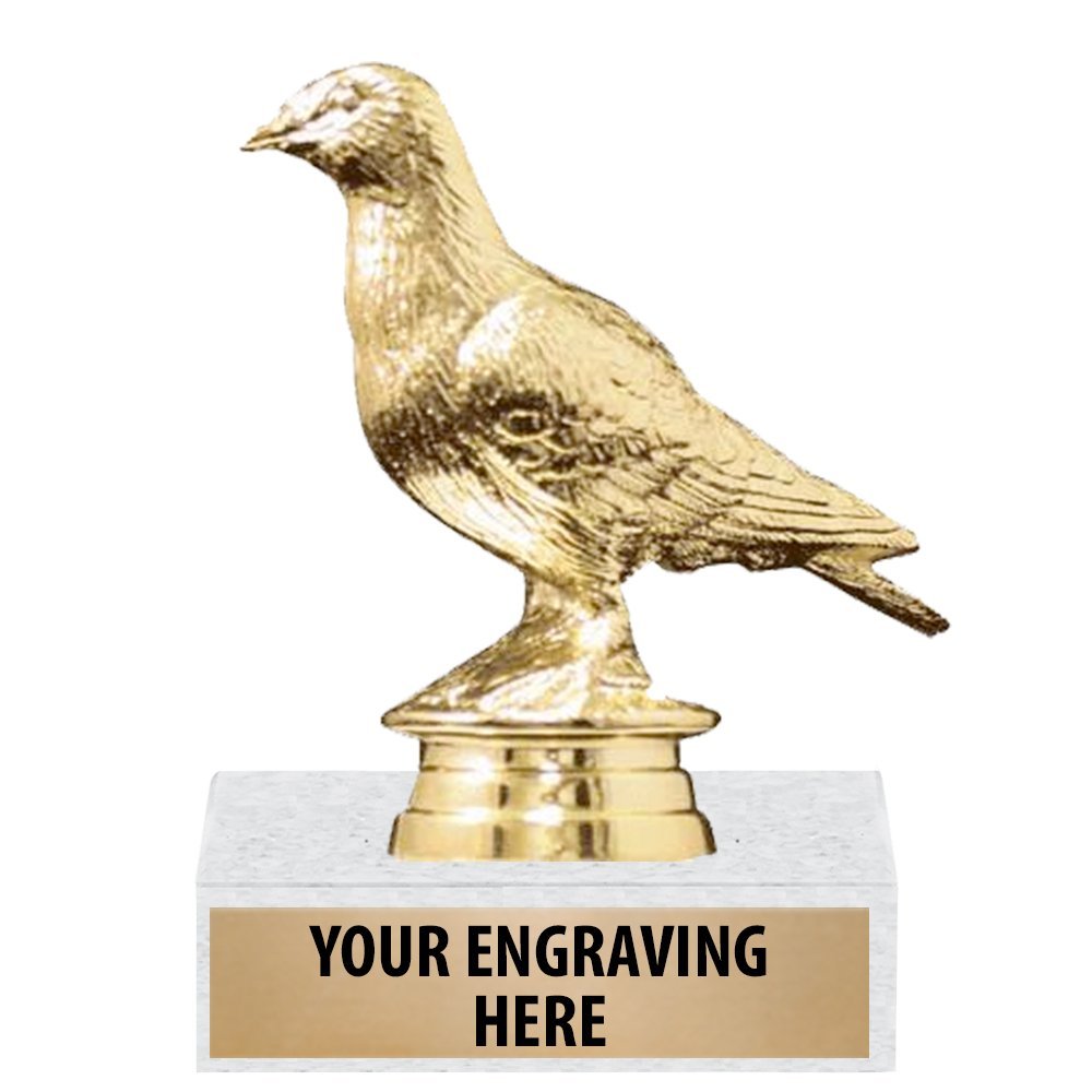 6" Gold Pigeon Trophies - Personalized Bird Trophy Award 10 Pack Prime