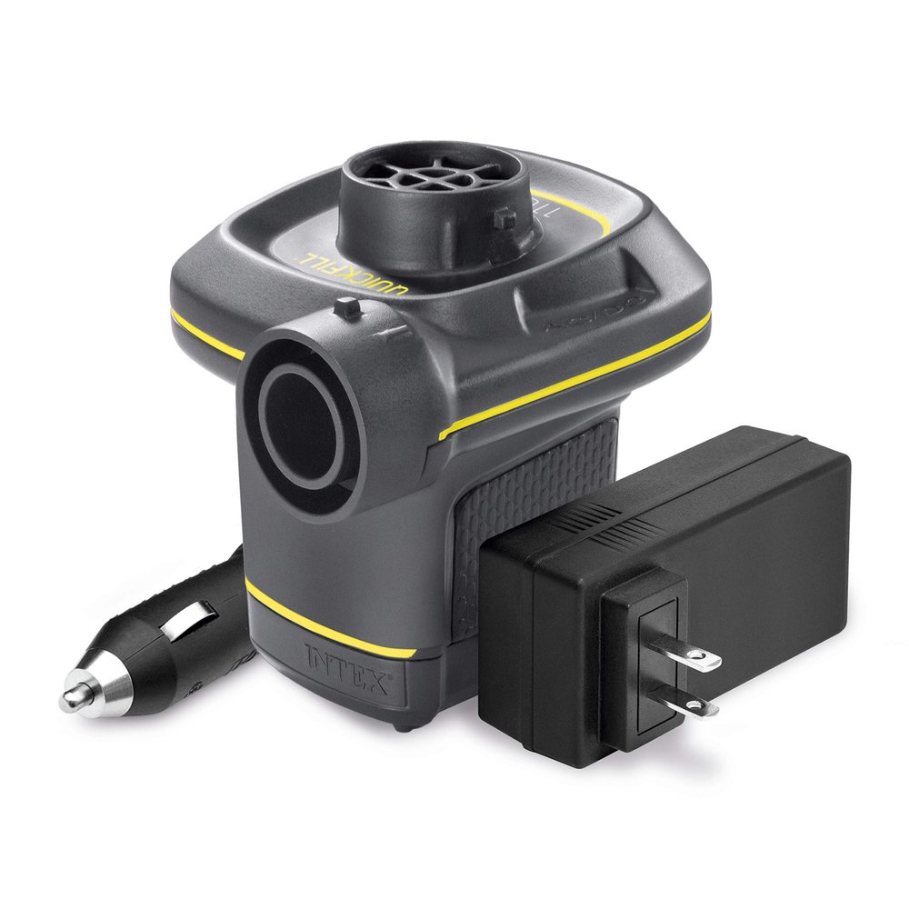 INTEX 66633E QuickFill 120 Volt AC/DC Electric Pump: Inflates and Deflates Air Mattresses, Kayaks, Boats Includes 3 Nozzles Sleek and Compact Design 480 L/Min Air Flow Indoor and Outdoor Use