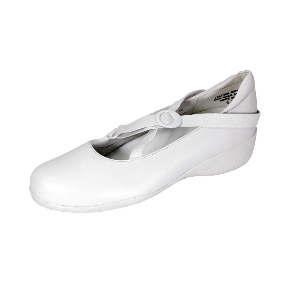 24 Hour Comfort Marci (1891) Women's Wide Width Classic Cushioned Leather Slip On Shoes White 12