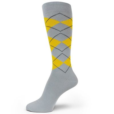 Spotlight Hosiery Men's Groomsmen Argyle Socks, Grey/Yellow, Size10-13, 1 Pair