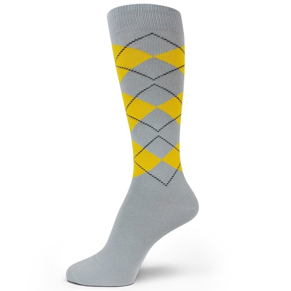 Spotlight Hosiery Men's Groomsmen Argyle Socks, Grey/Yellow, Size10-13, 1 Pair