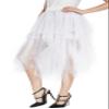 Urban CoCo Women's Sheer Tutu Skirt Tulle Mesh Layered Midi Skirt (L, White-2) view 3