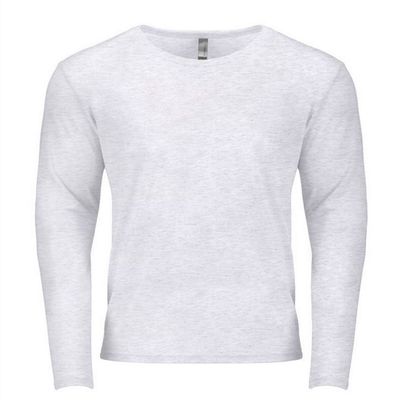 Next Level Mens Triblend Long Sleeve Crew Tee Heather White Large