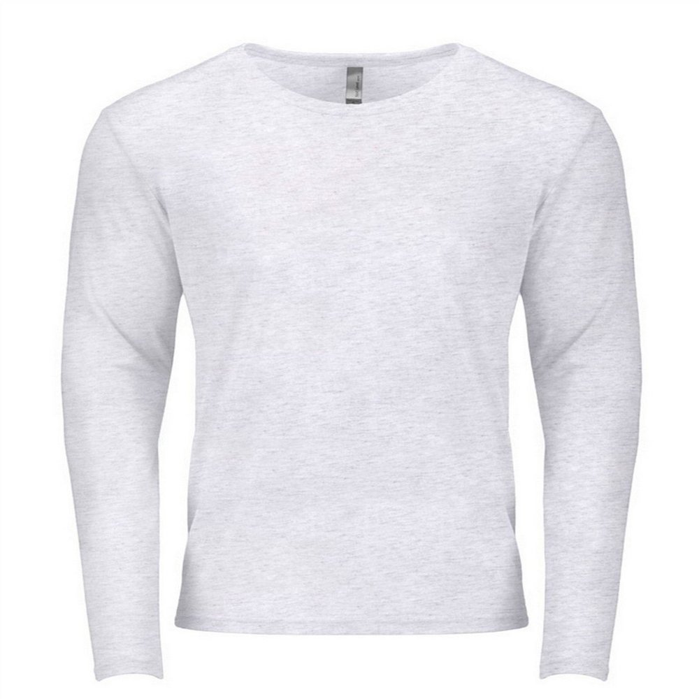 Next Level Mens Triblend Long Sleeve Crew Tee Heather White Large