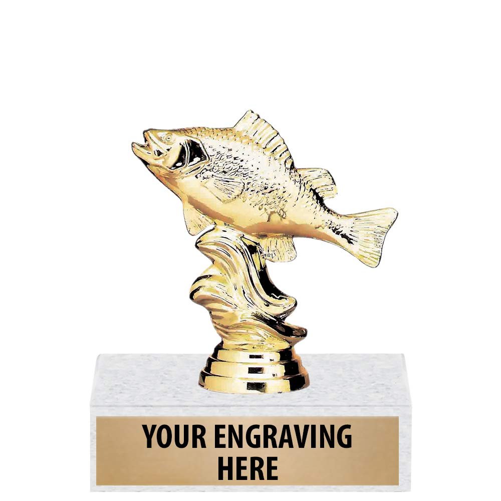 4" Gold Perch Fish Trophies - Personalized Fishing Trophy Award 50 Pack