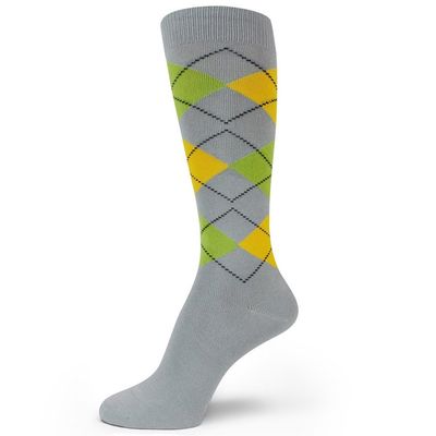 Spotlight Hosiery Men's Groomsmen Argyle Socks, Gray/Yellow/Lime Green, Size 10-13, 1P