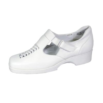 24 Hour Comfort Yvette (1887) Women's Wide Width Designed Upper Leather Shoes White 5.5