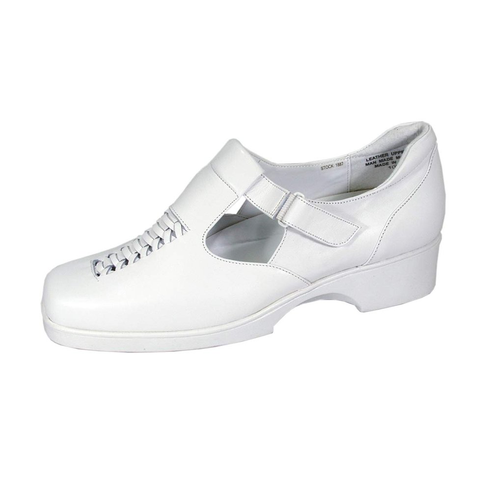 24 Hour Comfort Yvette (1887) Women's Wide Width Designed Upper Leather Shoes White 5.5