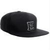 Classic Snapback Hat Custom A to Z Initial Raised Letters, Black Cap White Black Letter Initial E view 1