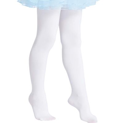 90 Denier White Girls Ballet Tights Opaque Footed Dance Leggings