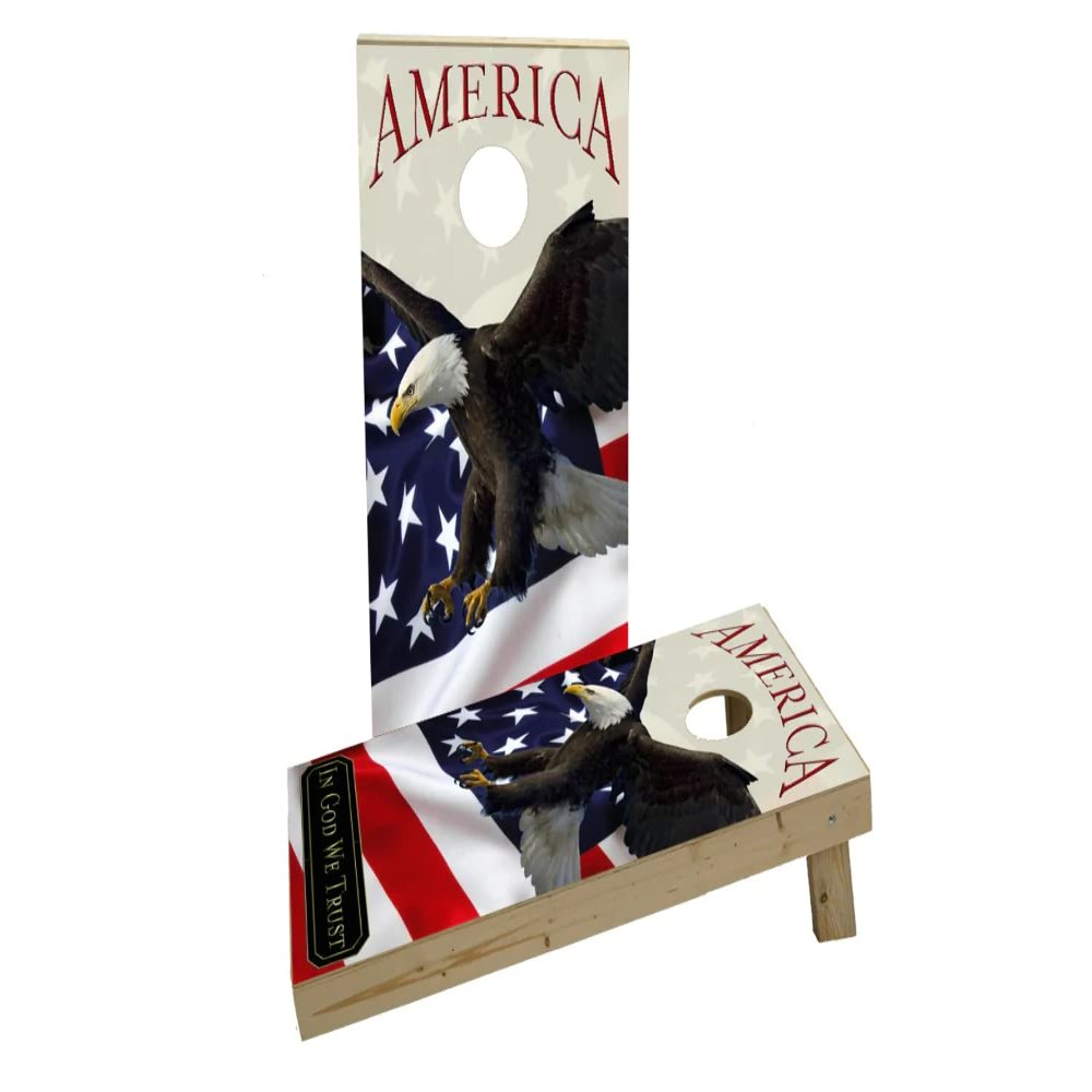 in God We Trust Bald Eagle Custom Cornhole Board Game Set