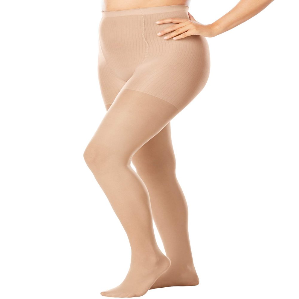 Comfort Choice Women's Plus Size 2-Pack Control Top Tights - G/H, Nude