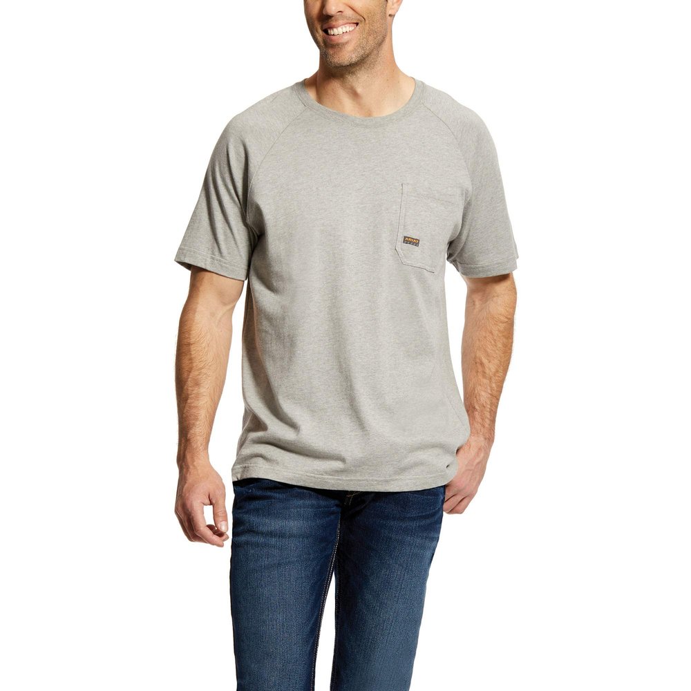 ARIAT Mens Rebar Cotton Strong T-Shirt Heather Grey