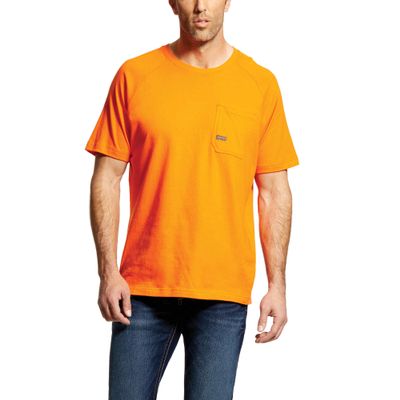 Ariat Men's Rebar Cottonstrong Short Sleeve CrewWork Utility Tee Shirt, safety orange, XXL R