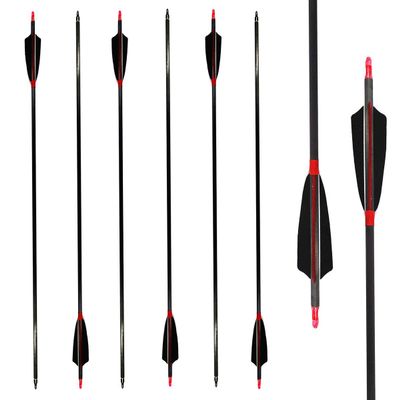 Letszhu Carbon Archery Arrows 500 Spine with Real Feathers for Compound Recurve Bow (12 Pack) (30 Inch Arrows)