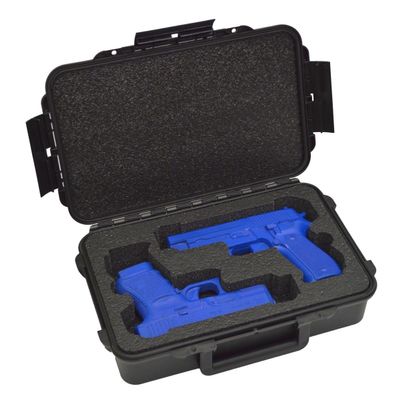 2 Pistol Medium Duty Lightweight 2 Pistol Gun Sport Case | Double Handgun Doro Waterproof Pistol Case with Custom Mycasebuilder Foam Insert | Hard Gun Case