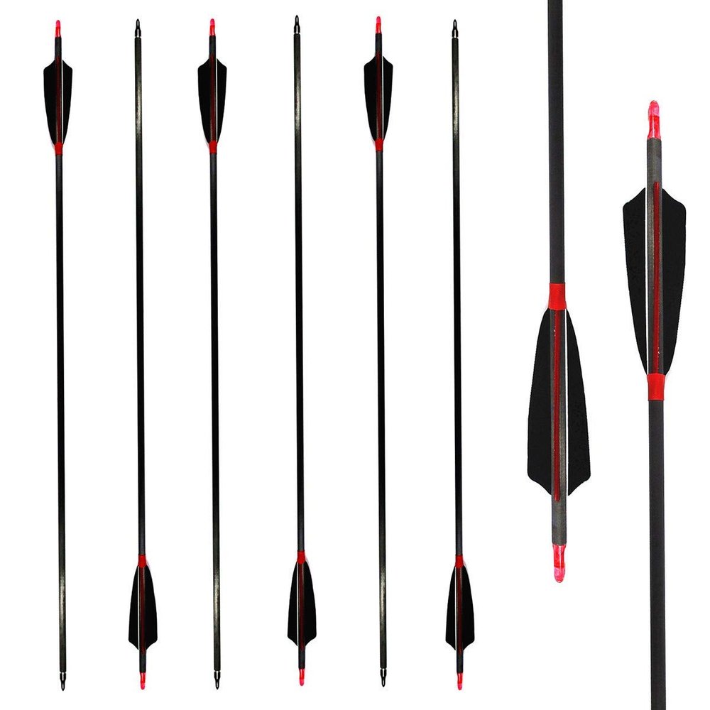 Letszhu Carbon Archery Arrows 500 Spine with Real Feathers for Compound Recurve Bow (12 Pack) (28 Inch Arrows)