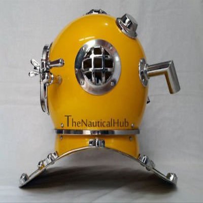 Royalexports Madeavel US Navy Antique Yellow Diving Helmet US Navy Anchor Engineering Divers Helmet Replica