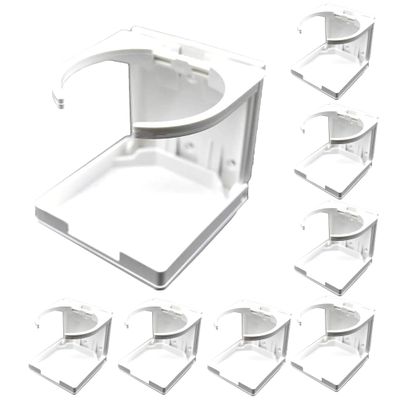 MARINE CITY Adjustable Arms Folding Cup Holder  Durable, Space-Saving Design, Adjustable Arms (8 Pcs, White)