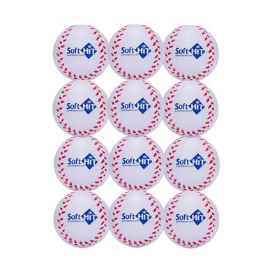 Soft Hit Soft Baseball/Softball Training Foam Ball (12 Pack, White)