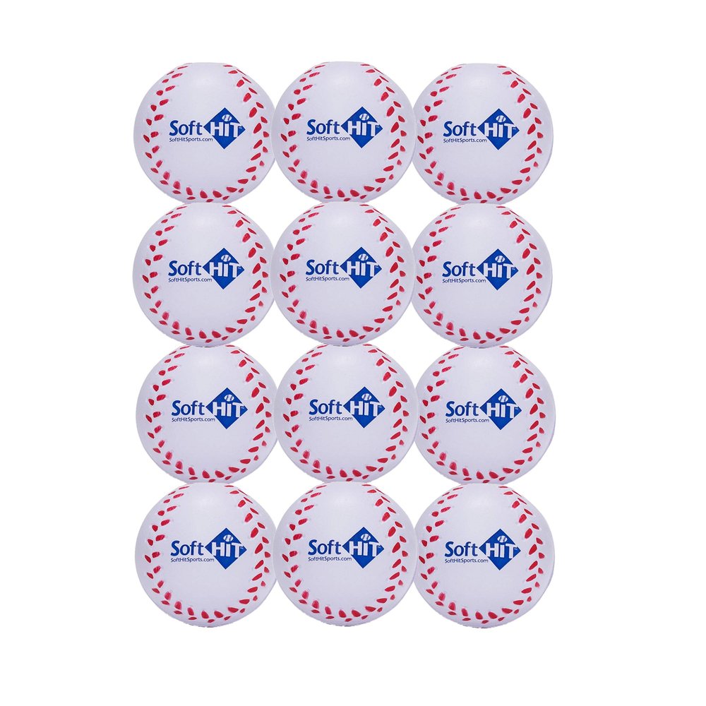 Soft Hit Soft Baseball/Softball Training Foam Ball (12 Pack, White)
