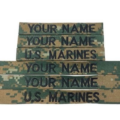 3 Pieces Woodland Marpat Name Tape & Marines Tape (Sew on or with Hook Fastener)