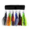 6 Pcs/Bag Jet Head 8.5 inch Trolling Lures Hooks Tuna Feather Comboset Nylon Bag Offshore Fishing Lure Rigged Circle Hook & Hoochie Octopus/Squid Skirts for Catching Mahi, Tuna (combined color, 8.5) view 1