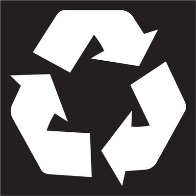 Recycling Symbol White Vinyl Die Cut Sticker/Decal 4.5"