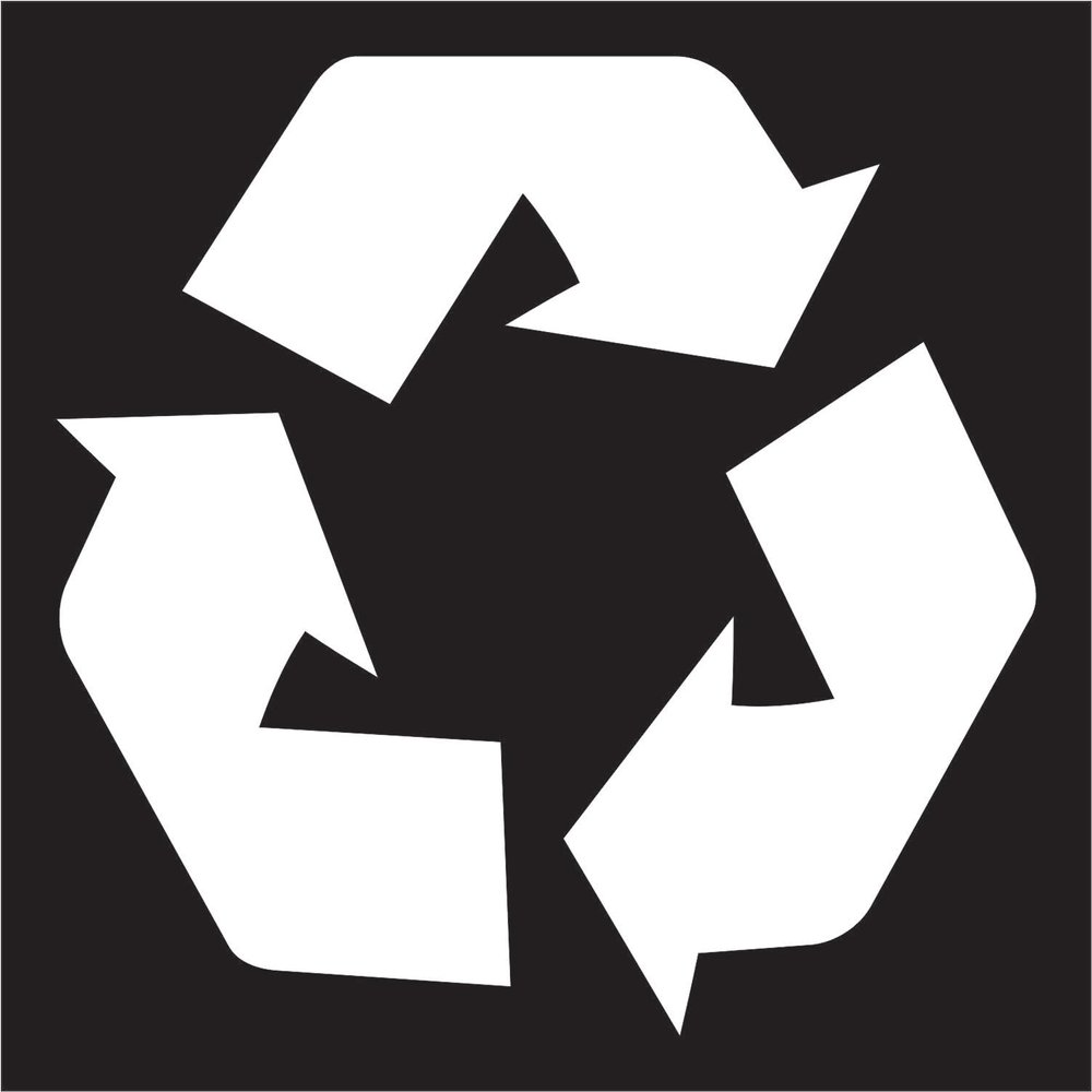 Recycling Symbol White Vinyl Die Cut Sticker/Decal 4.5"