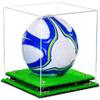 Better Display Cases Acrylic Display Case for Collectibles, Full Size Soccer Ball Display Case, Silver Risers & Turf Base, Handcrafted Showcase Box.DIM;9.75" L x 9.75" W x 9.75" H. (A027-SR) view 1