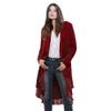 Women Ruffled Asymmetric Long Velvet Blazers Coat Casual JacketsWine-S view 1