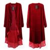 Women Ruffled Asymmetric Long Velvet Blazers Coat Casual JacketsWine-S view 2