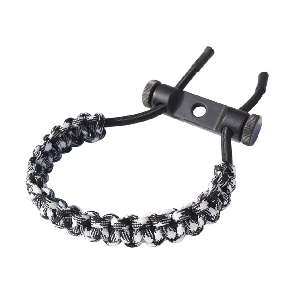 ZSHJGJR Archery Bow Wrist Sling Braided Archery Adjustable Bow Strap Wrist Sling for Compound Bow Hunting Shooting Accessories (Black & White)