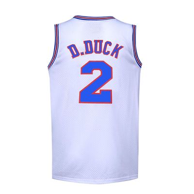 Mens Basketball Jersey #2 D Duck 90s Moive Space Shirts (White, X-Large)