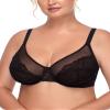 HSIA Minimizer Bras for Women Enchante Full Coverage Underwire Bras Plus Size Lifting Floral Lace Bra for Heavy Breast Black view 1