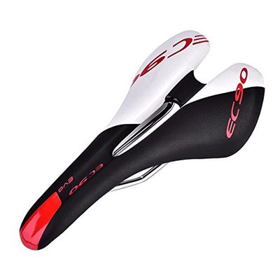 Dilwe Saddle Cushion, 2 Colors Shockproof Comfortable PU Leather Bikes Seat Saddle Cushion Accessories for Mountain Road Bike(Black & White)