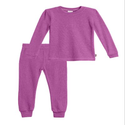 City Threads Made in USA Baby Girls Thermal Underwear Set Perfect for Sensitive Skin SPD Sensory Friendly Base Layer Thermal Wear Cotton Ski Clothing for Kids Comfortable Ultra Soft,Plum, 3-6 mons.
