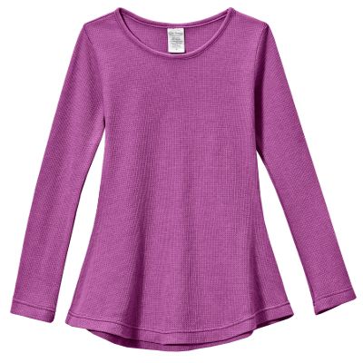 City Threads Little Girls' Thermal Long Sleeve Tunic Shirt Tee Dress for School Party Play, Plum, 14